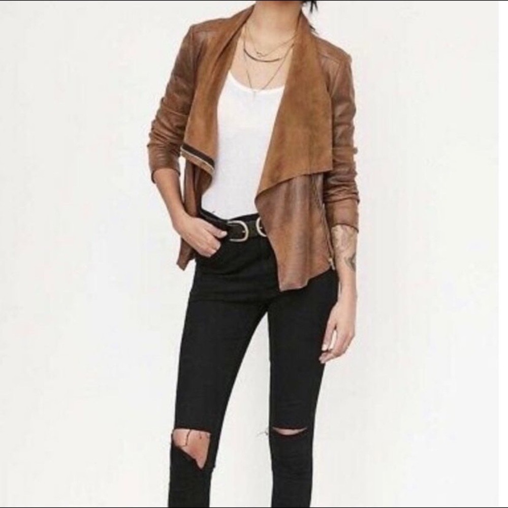 UO Silence + Noise Riley Drapey Vegan Suede Jacket